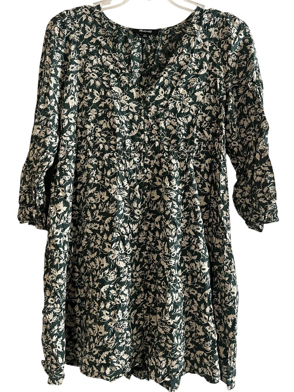 Madewell Floral V-Neck Dress Dark Green XXS
